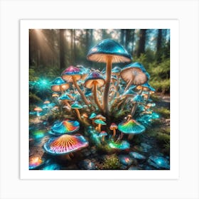 Mushrooms In The Forest 1 Art Print