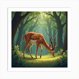 A Graceful Bongo Antelope Browsing In The Forest 1 Art Print