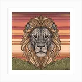 Lion At Sunset Art Print