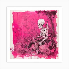 Skeleton In Pink Art Print