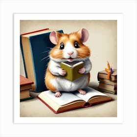 Hamster Reading A Book 17 Art Print