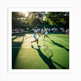 Tennis Players In Action 2 Art Print