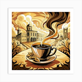 Coffee Cup With Steam Art Print