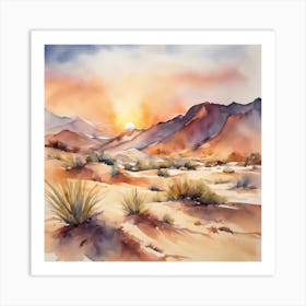 739442 Watercolor Painting Of A Desert Landscape, With Sa Xl 1024 V1 0 Art Print