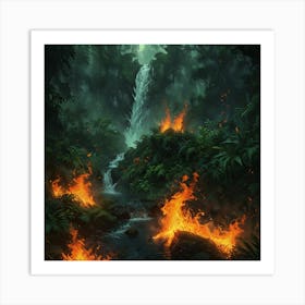 Waterfall In The Jungle 65 Art Print