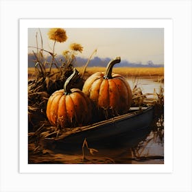 Pumpkins In The Boat Art Print