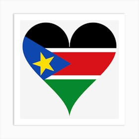Heart Love Flag Star South Sudan Africa Heart Shaped Art Print