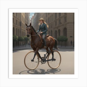 Horse Bicycle Art Print