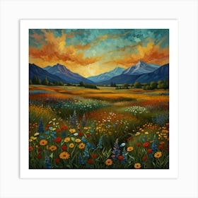 Sunset In The Meadow Art Print