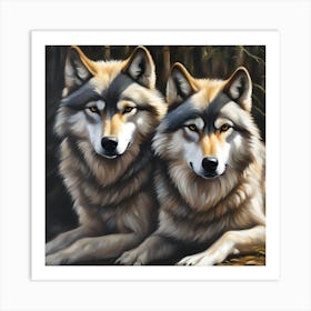 Two Wolves Art Print