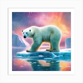 Polar Bear on Frozen Sea Art Print