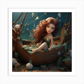 Shivangi Chavda 3d Art Of Baby Mermaid Sitting On Half Broken S 673ce61f 168e 457b Bfca 321595860f0b Art Print