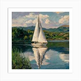 Sailboat On The Lake 1 Art Print