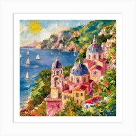 Amalfi Coast Impressions Sunny Day In Vibrant Oil (2) Art Print