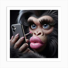 Gorilla With Lipstick Art Print