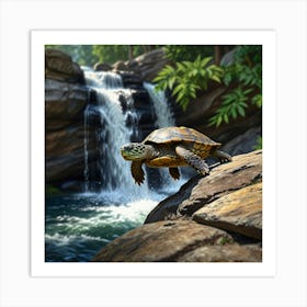 Turtle In The Forest 1 Art Print