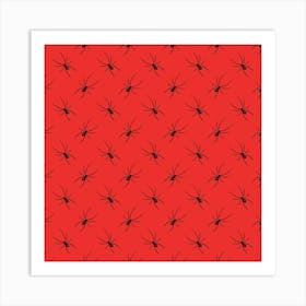 Spiders On A Red Background Art Print