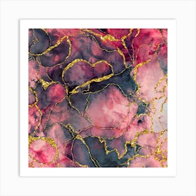 Pink Gold Marble Pink Texture Resin Art Print