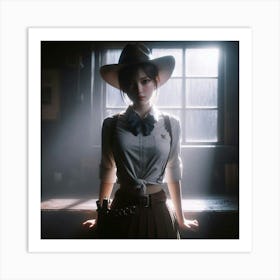 Girl In A Cowboy Hat 1 Art Print