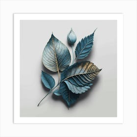 Blue Leaves Art Print