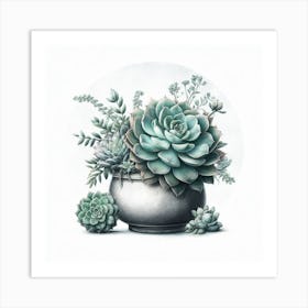 Succulents In A Pot 1 Art Print