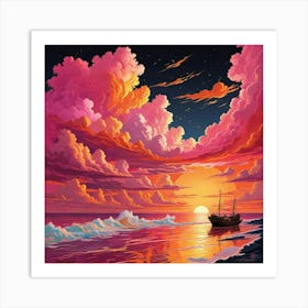 Ocean Sunset Beach Art Print (7) Art Print