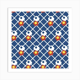 Blue And White Pattern Vintage Art Print