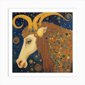 Capricorn Goat's Head Art Print