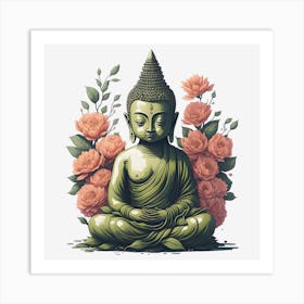 Floral Buddha (11) Art Print