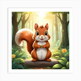 Kawaii Squirrel Art Print