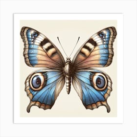 Antique Victorian Butterfly Drawing v3 Art Print