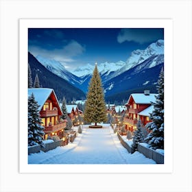 Christmas In The Mountains Art Print