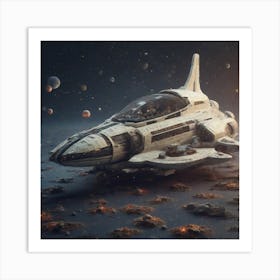 Spaceship In Space Art Print