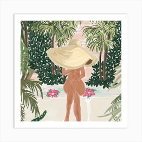 Nude Woman In Hat Art Print