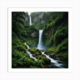 Waterfall In The Forest 18 Art Print