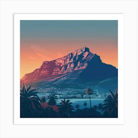 A Table Mountain In Cape Town Lofi Illustration 1720033597 3 Art Print