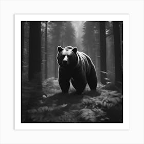 Black Bear In The Forest 4 Art Print