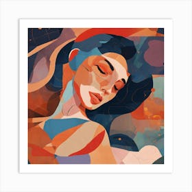 Abstract Portrait Of A Woman Sleeping Art Print