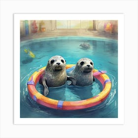 Seals In The Pool Art Print