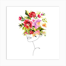 Lady flowers Art Print