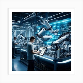 A Detailed Digital Rendering Of Advanced Industrial Cyber Management Process Engineered Automatons (3) Art Print