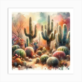 Cactus Watercolor Painting Art Print