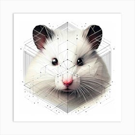 White Hamster - Abstract Line Art Illustration 154 Art Print