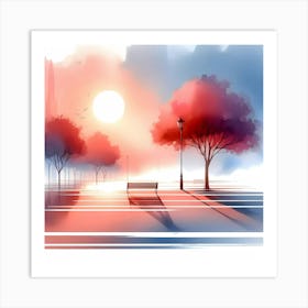 Sunset At The Park Art Print