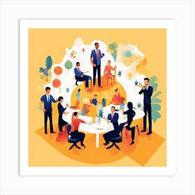 Group Of People At A Table Art Print