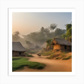 Sunrise In A Village Art Print