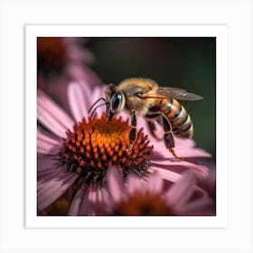 Richardvachtenberg Bee In Flowerprofessional Color Gradingsoft Art Print