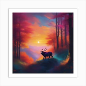 Deer In The Forest 11 Art Print