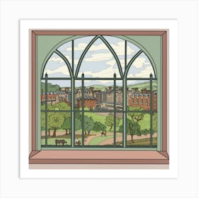 Window View Of Edinburgh Scotland In The Style Of William Morris Art Print