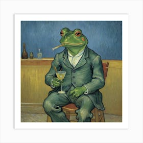 Drunk in the Jungle: Bar Chronicles Frog In A Suit Art Print